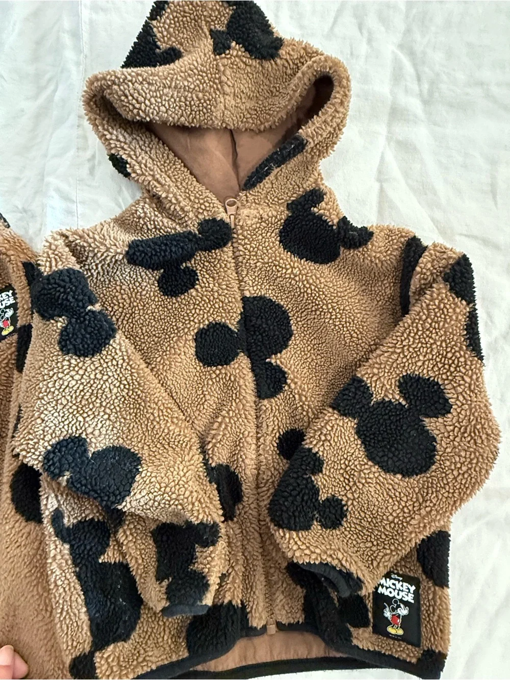 Zara Mickey Mouse Brown & Black Fleece Hoodie and Pants Set